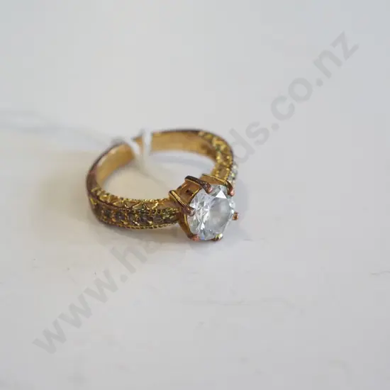 gold plate? cz ring-  no marks