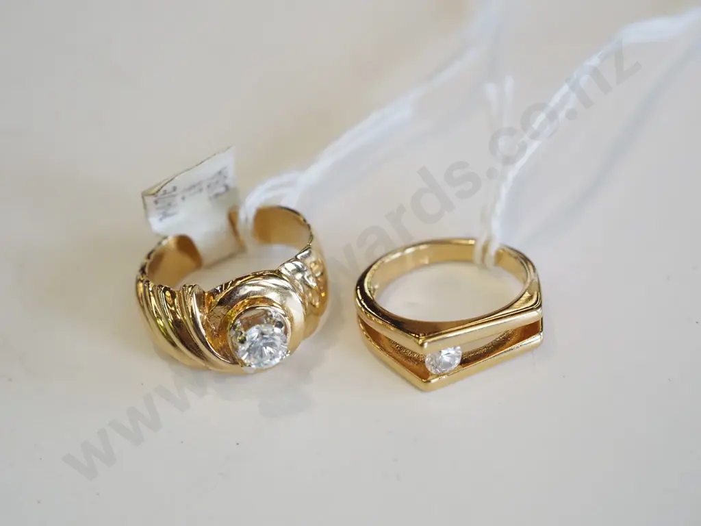 2 x cz 18kt gold plated rings Image 1++