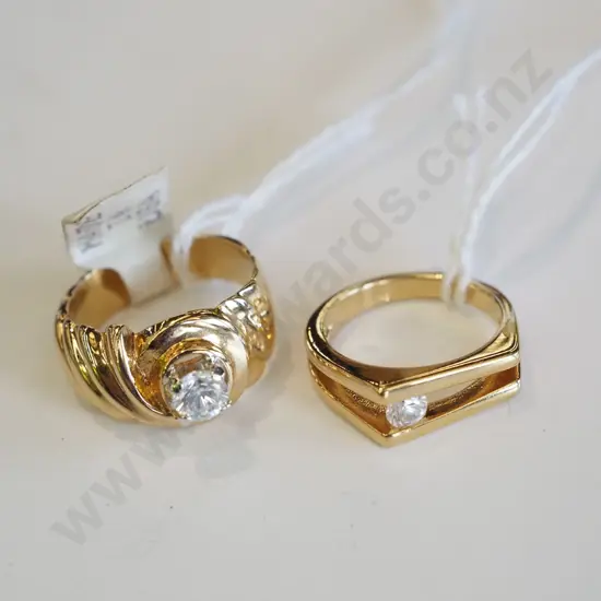 2 x cz 18kt gold plated rings