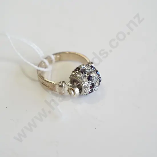 sterling silver ring with red and white stone bead