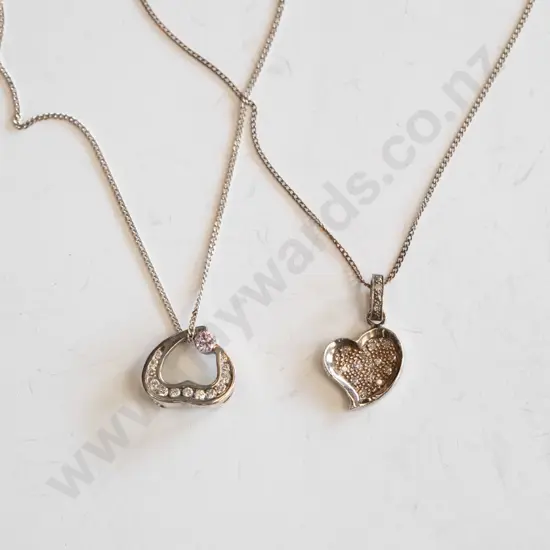 2x sterling silver heart necklaces