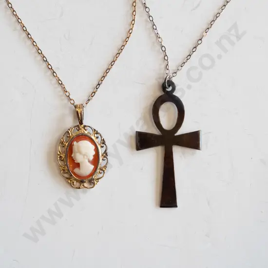 sterling silver necklace, cameo necklace - no marks