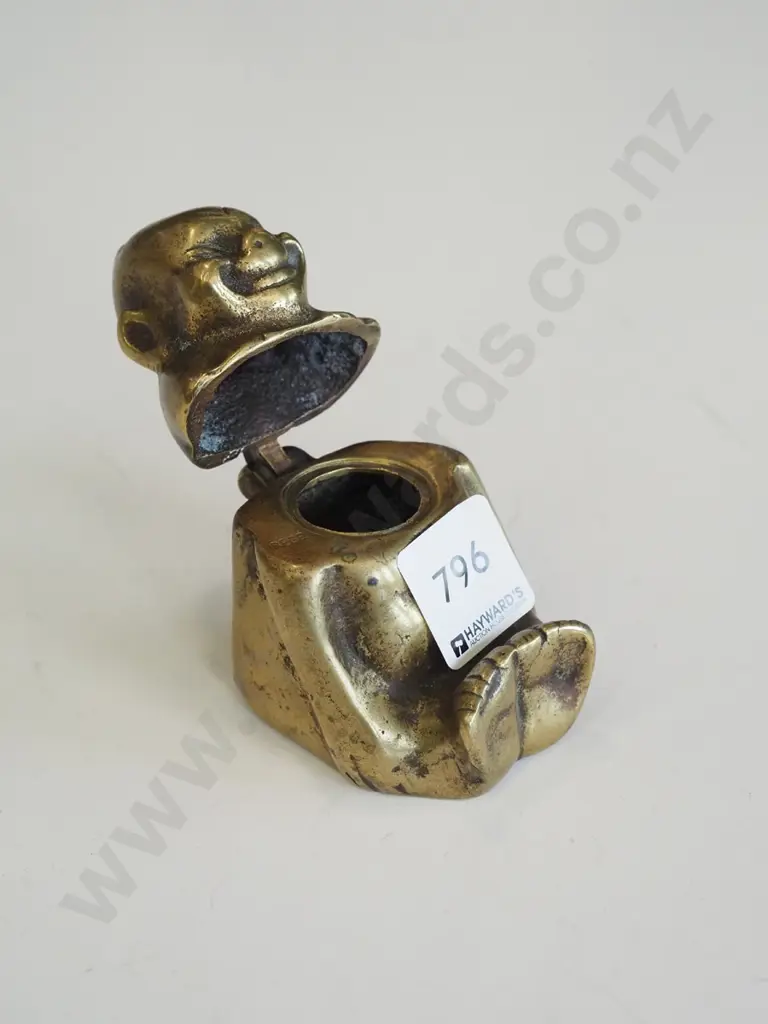 small brass figural ink well - missing parts Image 1++