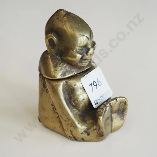 small brass figural ink well - missing parts