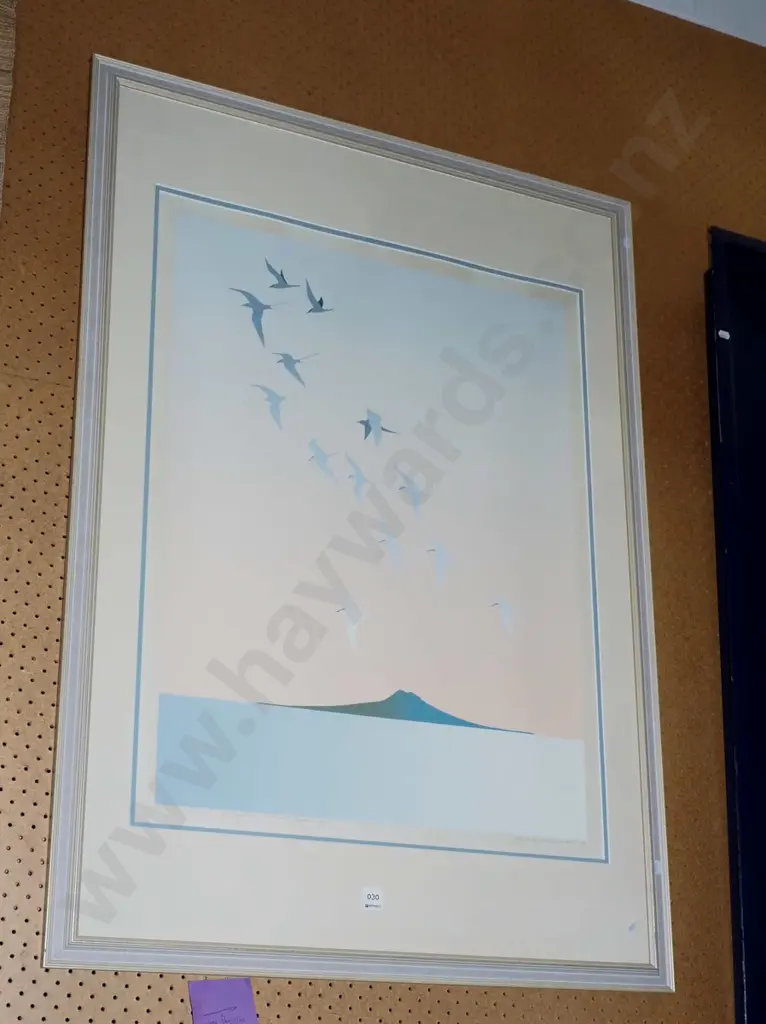 framed Malcolm Warr A/P - Rangitoto Evening H800 W600 Image 1++