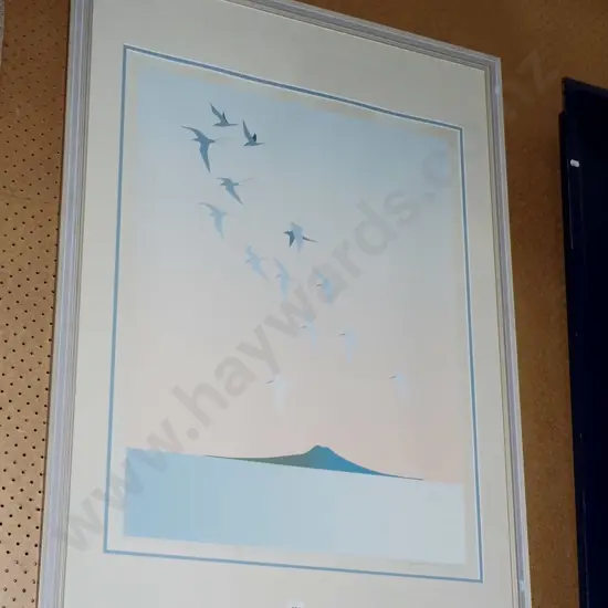 framed Malcolm Warr A/P - Rangitoto Evening H800 W600