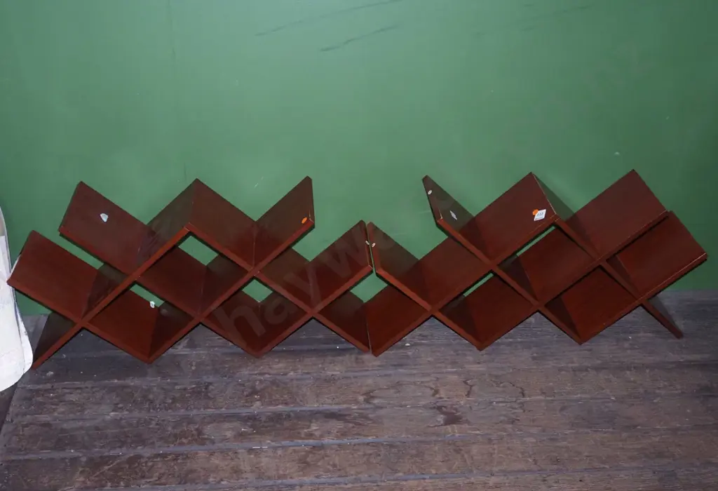 pair of unusual wooden shelves H380 W750 Image 1++