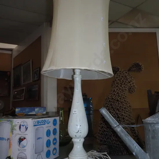 tall painted wooden based table lamp H900