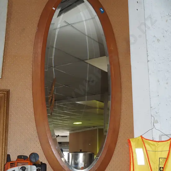 bevelled edge oak framed wall mirror H1400