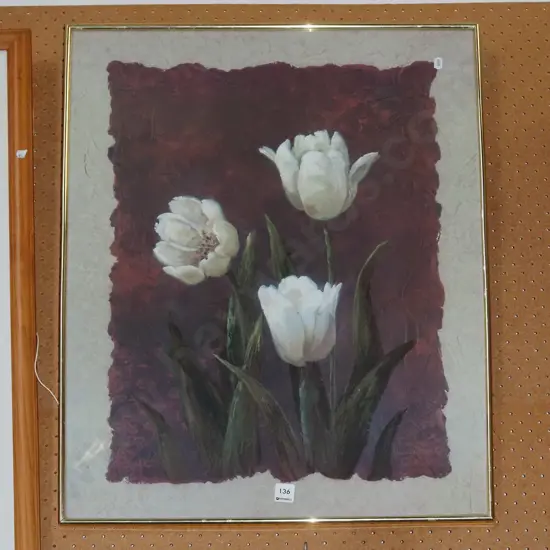 framed acrylic - white tulips
