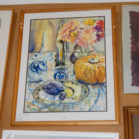 framed watercolour - still life table setting
