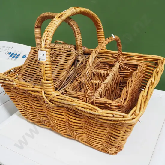 3x cane baskets