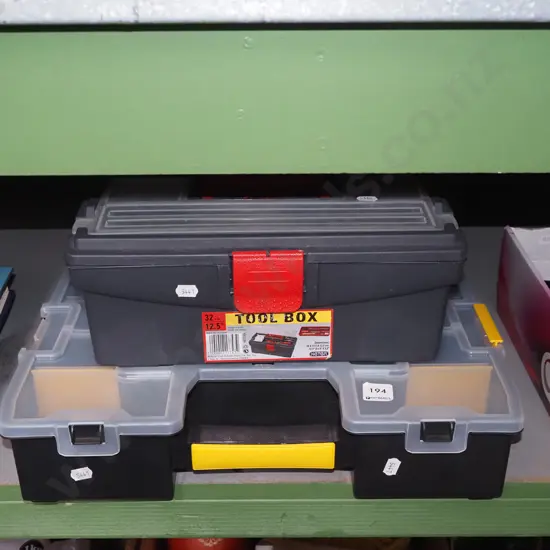plastic organiser and small plastic tool box