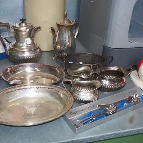 assorted plated ware
