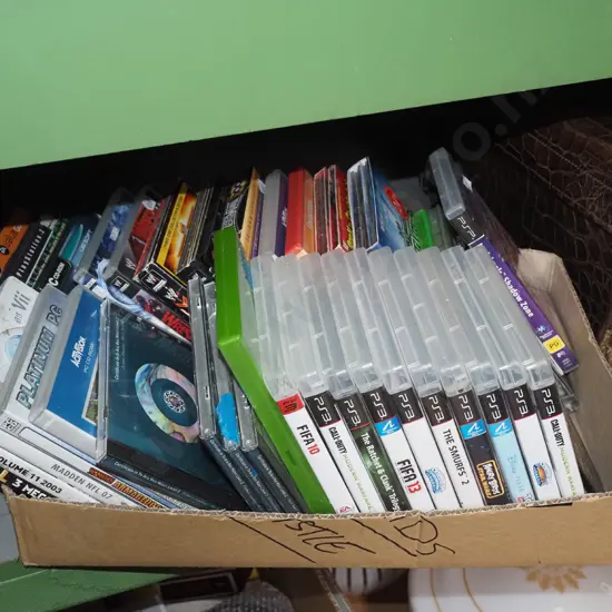 box; DVDs, playstation games etc