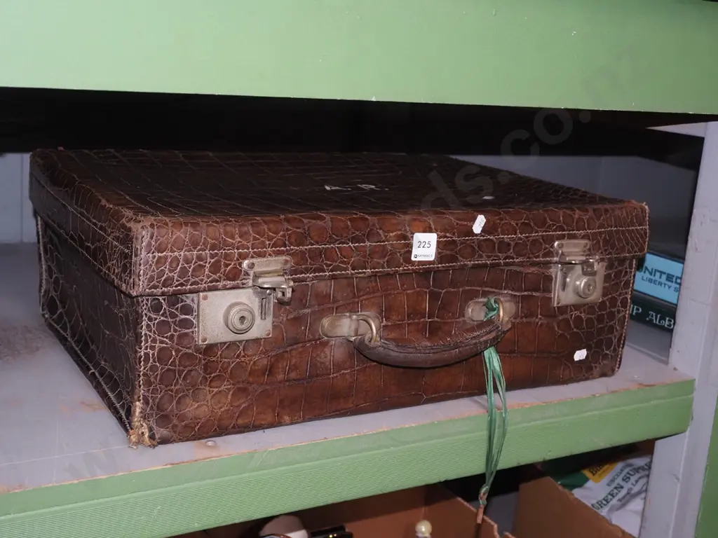 vintage suitcase  - crocodile skin? Image 1++
