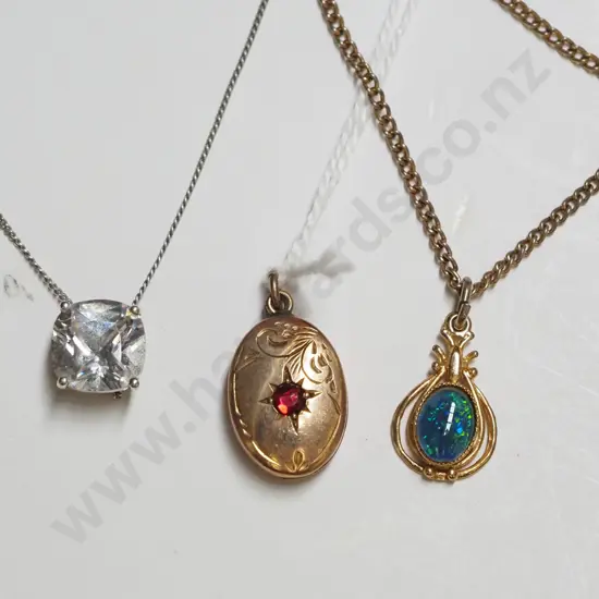 9ct lined  locket, sterling silver necklace, gold plated necklace (stamped 925)