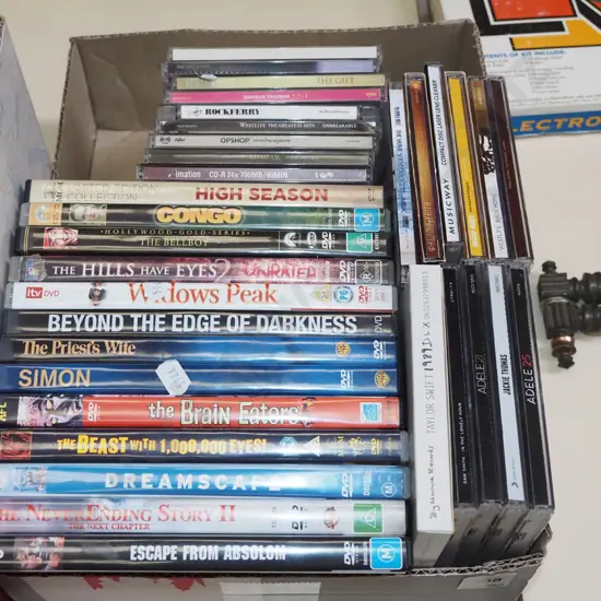 box; CDs, DVDs