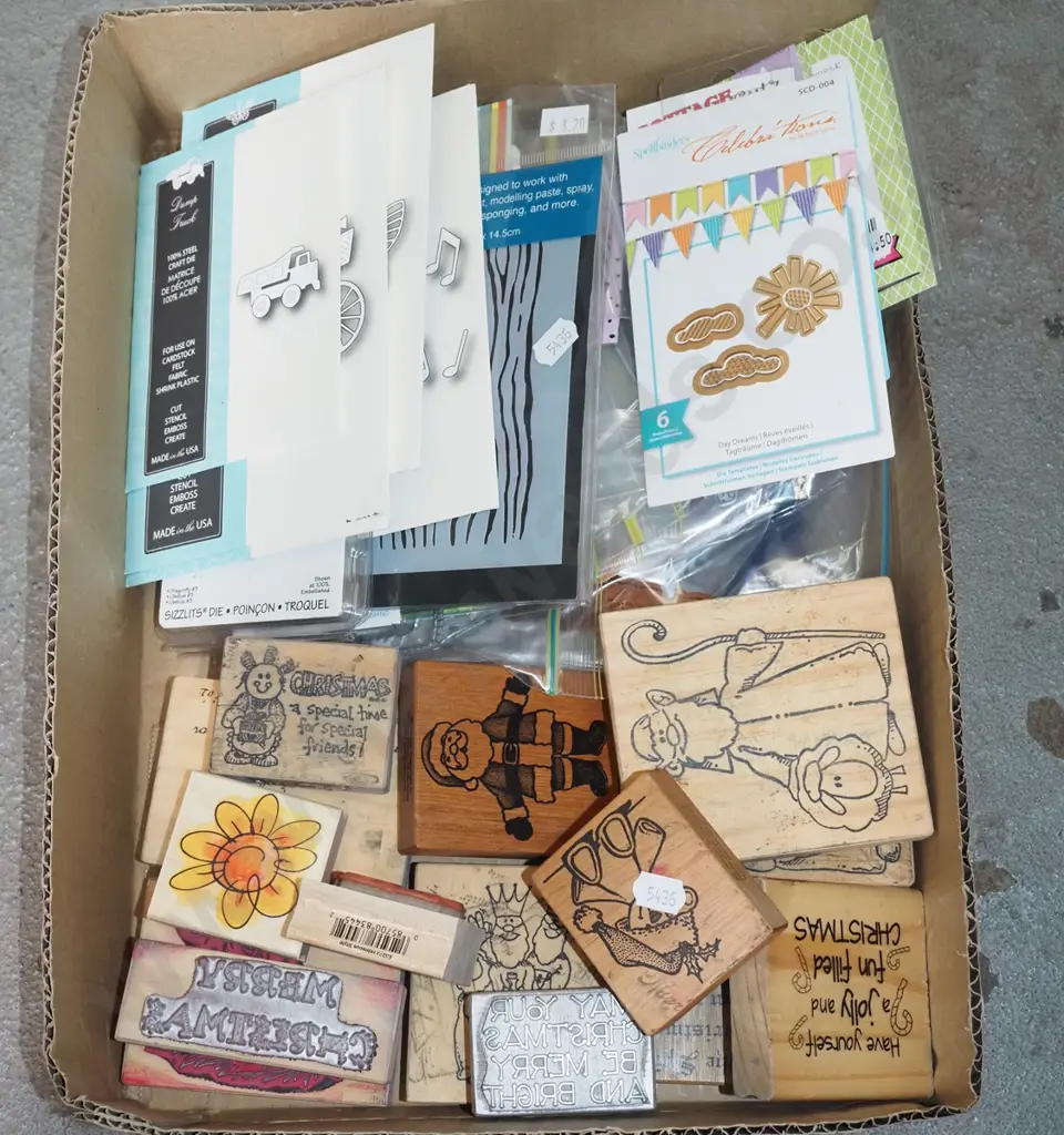 box of rubber stamps, stencils etc Image 1++
