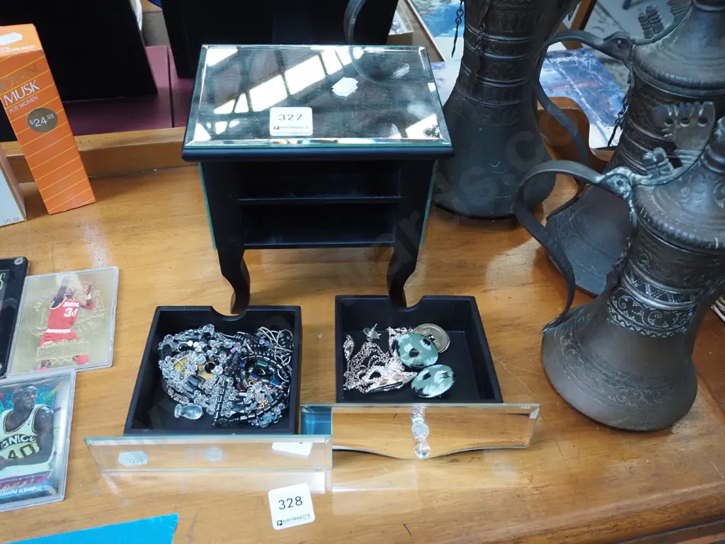 mirror glass jewellery box and costume jewellery Image 1++