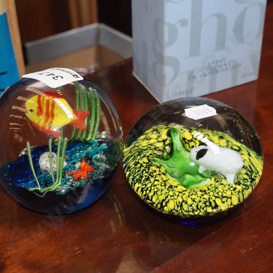 2x glass paperweights