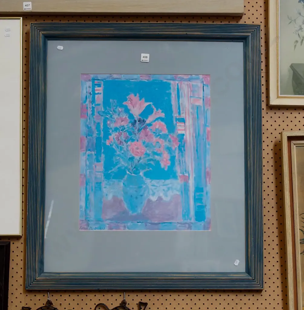 framed acrylic -still life  flowers Image 1++