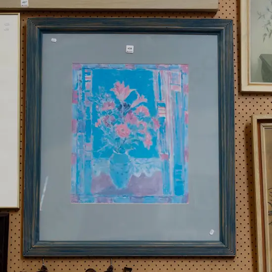 framed acrylic -still life  flowers