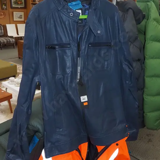 XXL blue leather jacket