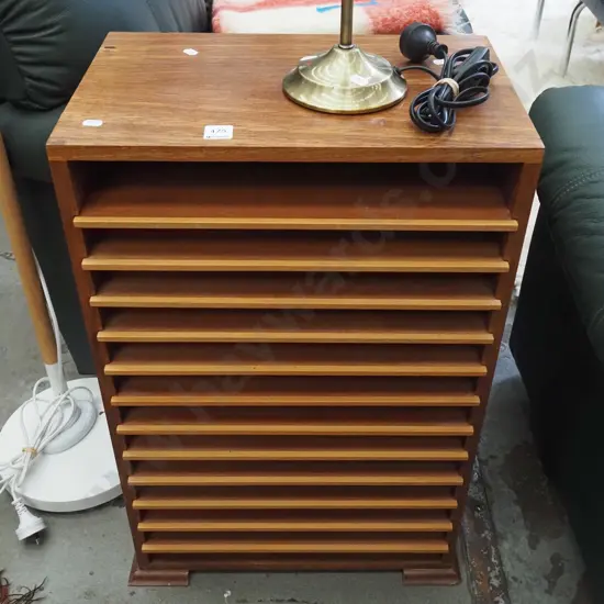 small mahogany stationery organiser with 12 pull out trays H690 W440 D270