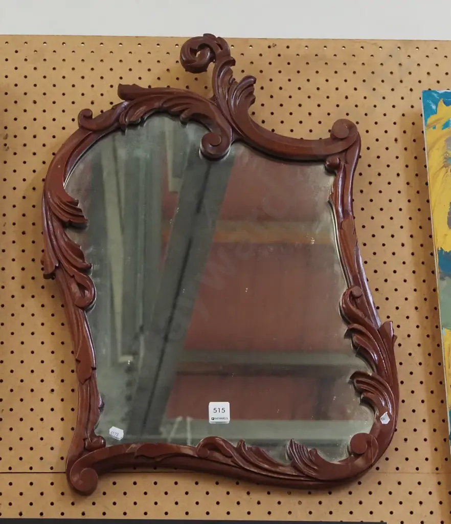 ornately carved framed wall mirror Image 1++