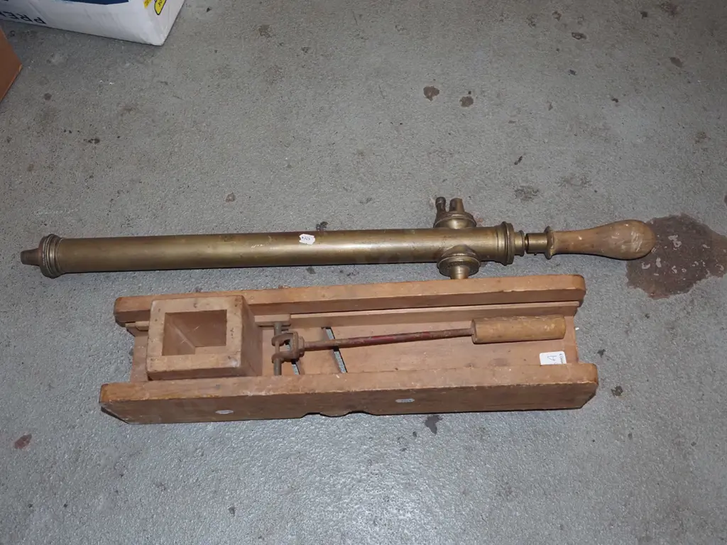 vintage brass garden sprayer and wooden slicer Image 1++