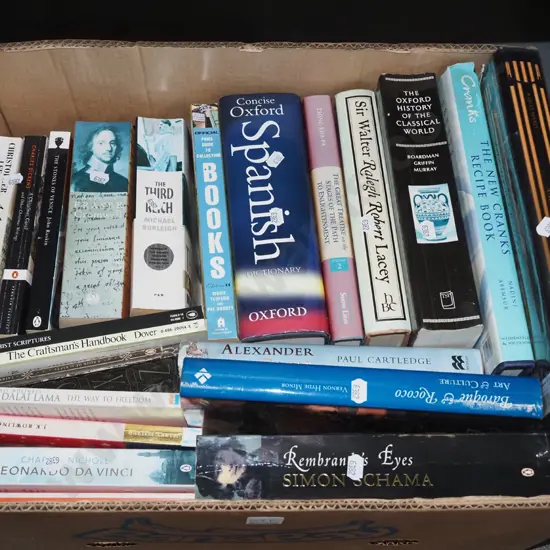 box of art and history books