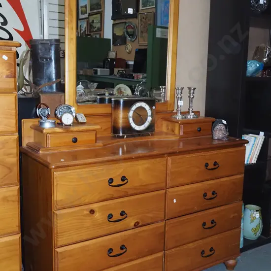 pine 10 drawer mirror back dresser H800 W1080 D410