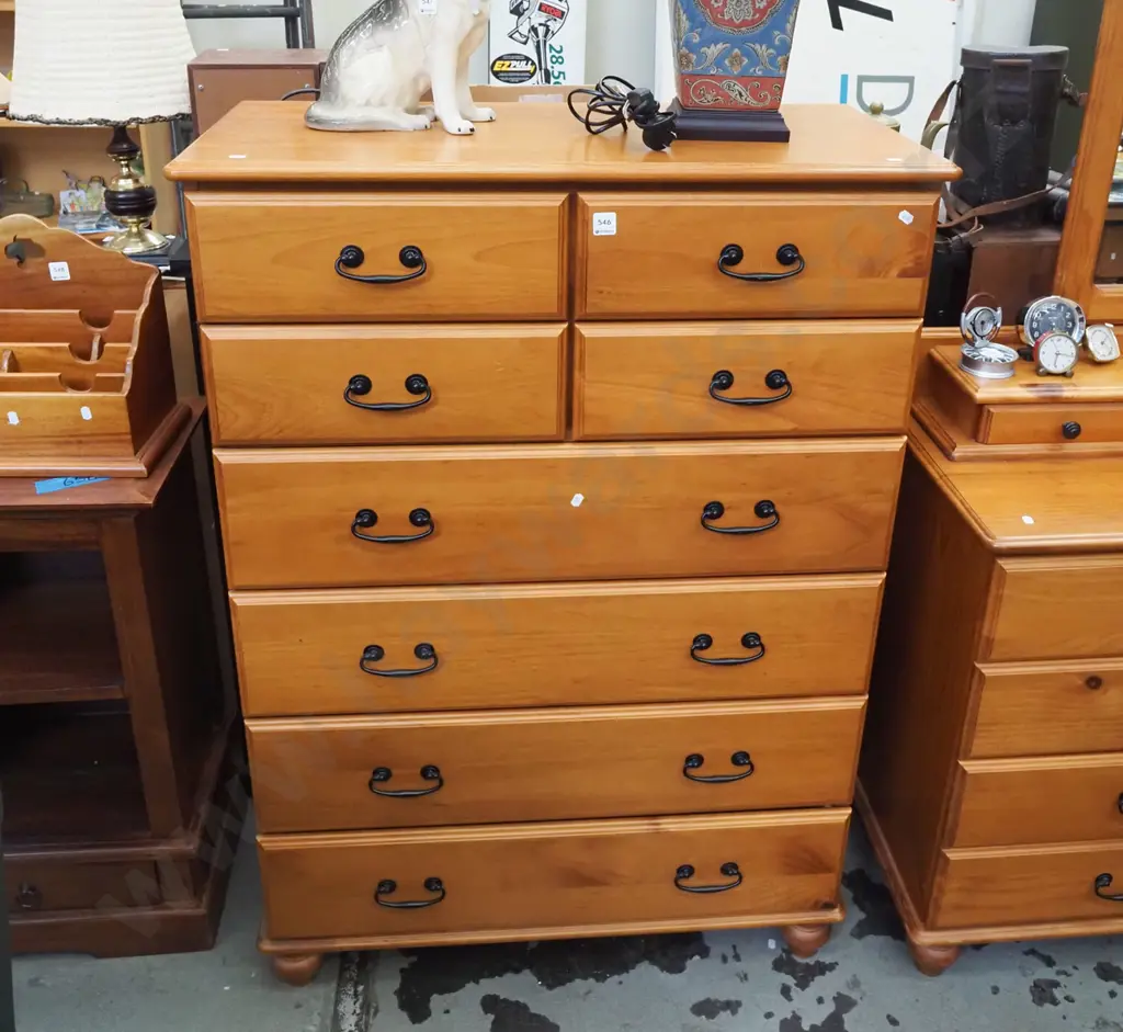 mdf pine 8 drawer tall boy H1250 W880 D410 Image 1++