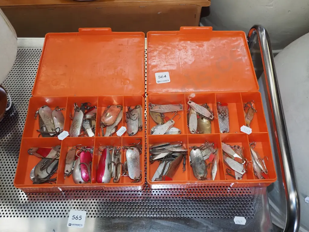 2x orange plastic orgainers - lures Image 1++