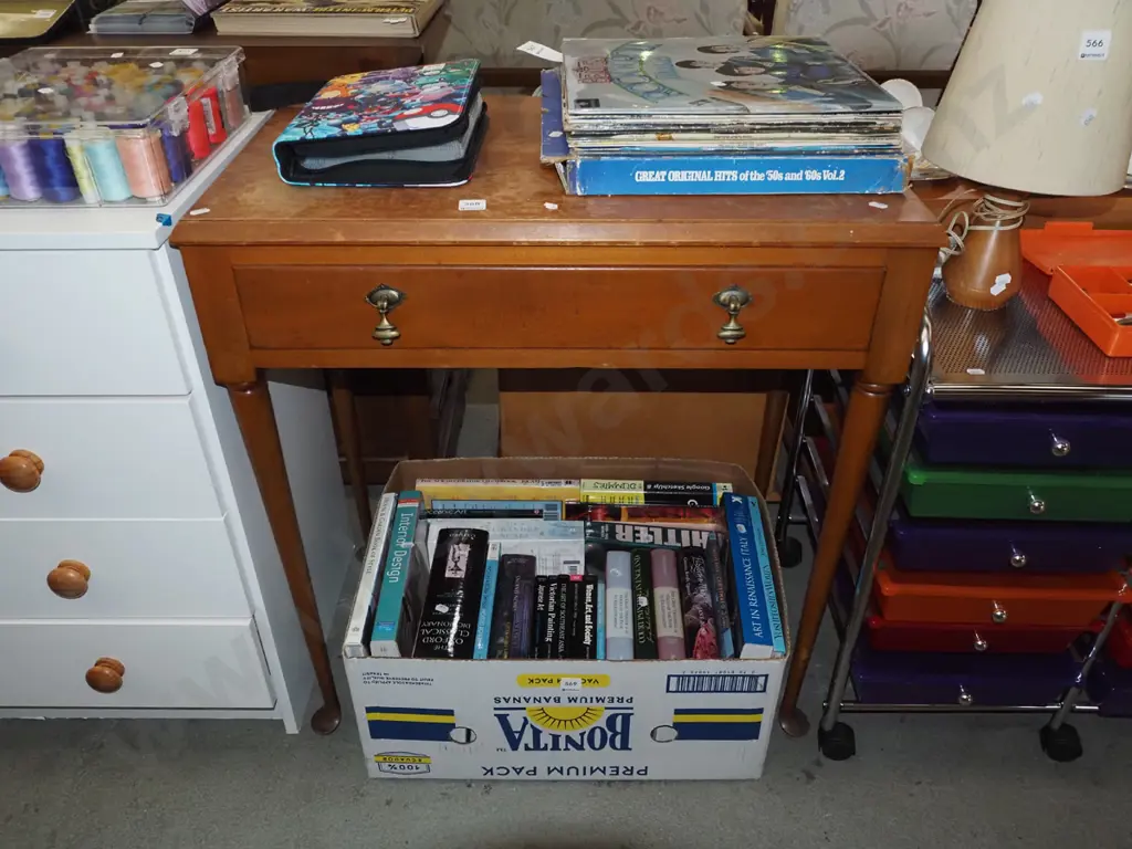 turned leg single drawer hall table H765 W710 W420 - varnish needs attention Image 1++