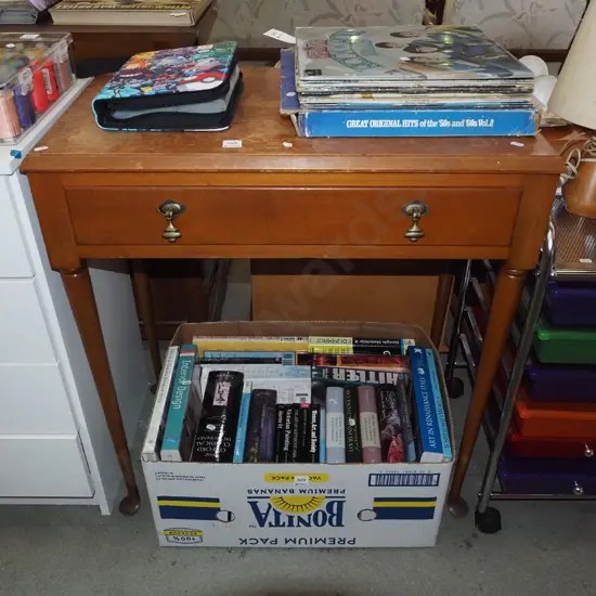 turned leg single drawer hall table H765 W710 W420 - varnish needs attention