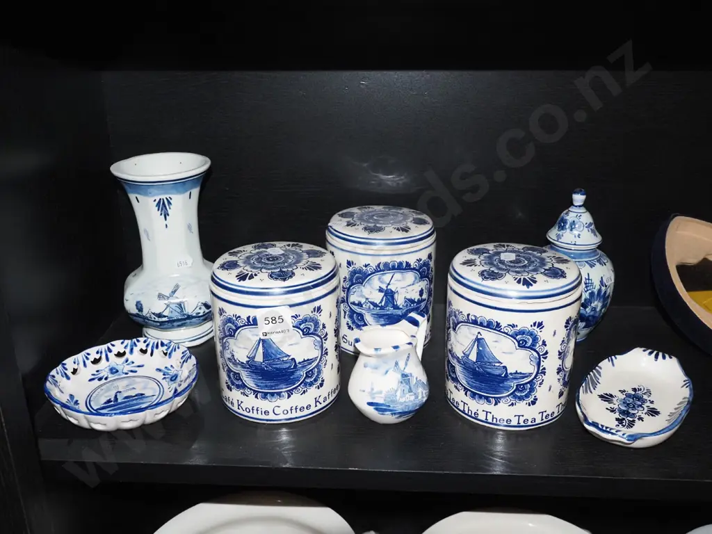 Delft storage canisters, creamer, vase etc Image 1++