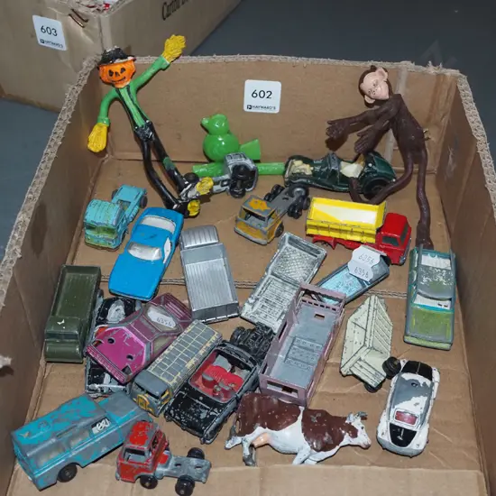 box of toy vehicles