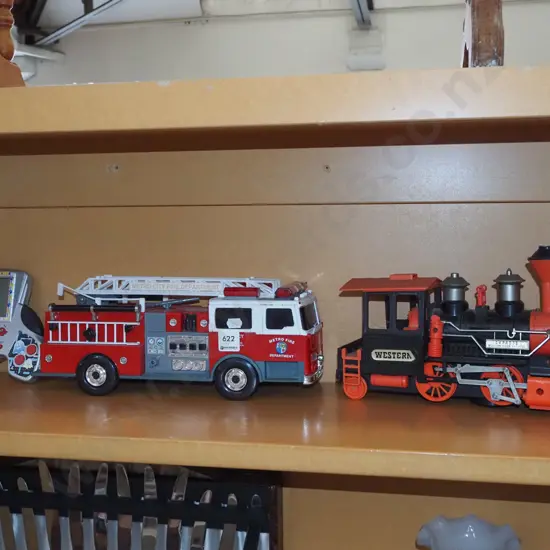 toy train, fire engine etc