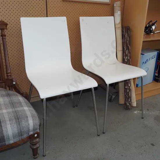 2x white painted dining chairs