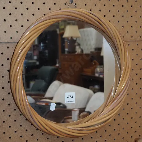 small cane wall mirror