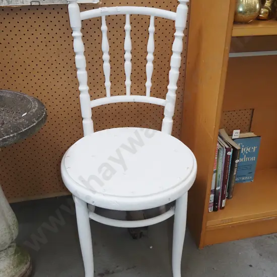 white painted spindle back dining chair