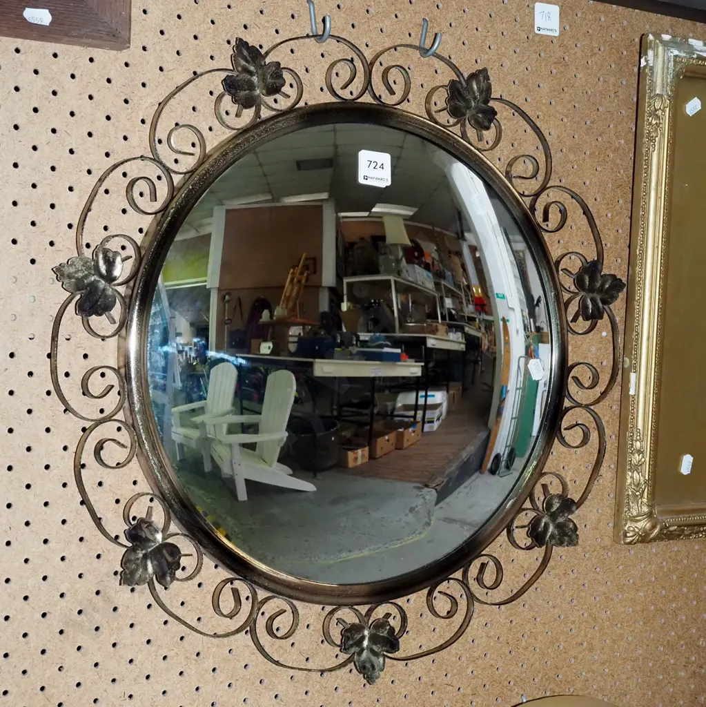 retro convex glass wall mirror Diam490 Image 1++
