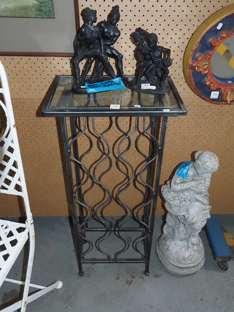 metal and glass top wine rack/stand Image 1++
