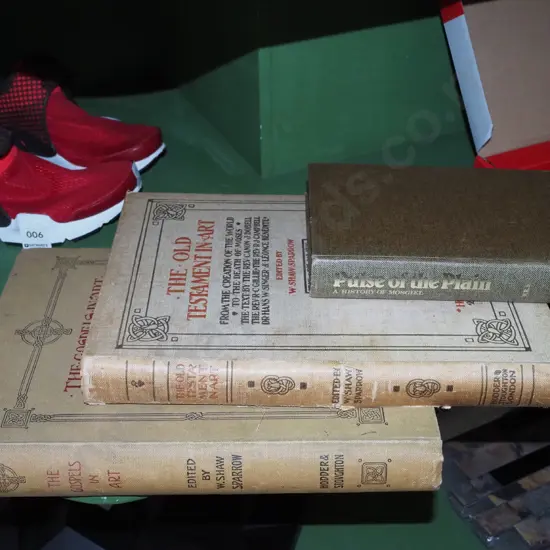 2x volumes of The Old Testament In Art, 1x Pulse Of The Plains, The History Of Mosgiel