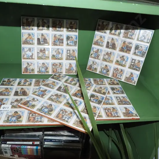 5x picture tiles - various historical work scenes