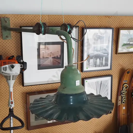vintage enamel and metal street light fitting