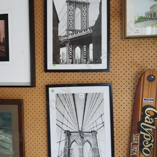 2x framed photo prints - suspension bridges