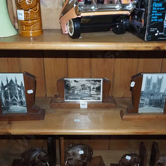 3x deco oak and glass photo frames with various photos